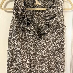 J. Crew Black and White Ruffle Blouse